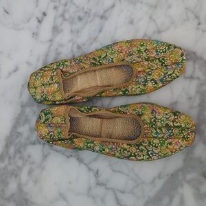 Vintage Bonnie Doon Gold And Rainbow Ballet Flats